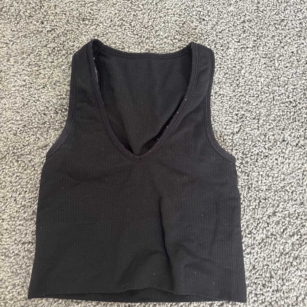 Athleta Black Ribbed Crop Top
